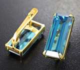 Золотые серьги с крупными насыщенно-синими топазами 12,2 карата Золото
