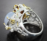 Серебряное кольцо с цитрином 16,08 карата, халцедоном 6,28 карата и голубыми топазами Серебро 925