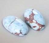 Пара кабошонов голубой казахстанской бирюзы 9,34 карата 