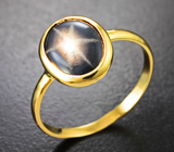 Золотое кольцо cо звездчатым сапфиром 3,79 карата Золото