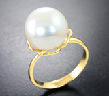 Золотое кольцо с кремовой морской жемчужиной 13,02 карата Золото
