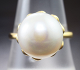 Золотое кольцо с кремовой морской жемчужиной 13,02 карата Золото