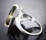 Серебряное кольцо с зеленым аметистом 13,28 карата, хризопразом и перидотами