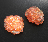 Парный резной солнечный камень 9,54 карата 