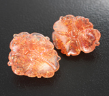 Парный резной солнечный камень 9,54 карата 