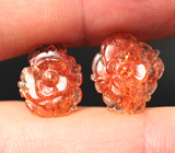 Парный резной солнечный камень 9,54 карата 