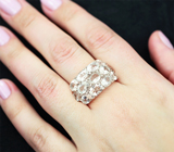 Широкое серебряное кольцо с аквамаринами Серебро 925