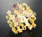Золотое кольцо с неповторимой подборкой уральских александритов 1,4 карата и бриллиантами