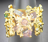 Золотое кольцо с неповторимой подборкой уральских александритов 1,4 карата и бриллиантами Золото