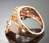 Оригинальное серебряное кольцо с разноцветными сапфирами Серебро 925