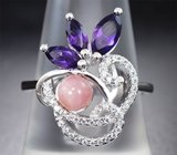 Изысканный серебряный комплект с перуанскими розовыми опалами и аметистами  Серебро 925
