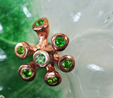 Серебряное кольцо с резным нефритом и диопсидами Серебро 925