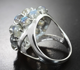 Эффектное крупное серебряное кольцо с лабрадоритом