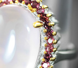 Серебряное кольцо с розовым кварцем 19,15 карата и родолитами Серебро 925