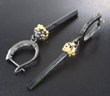 Серебряные серьги с кристаллами турмалинов Серебро 925