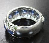 Ажурное серебряное кольцо с кианитами и диопсидами Серебро 925