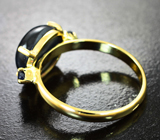 Золотое кольцо cо звездчатым 5,61 карата и синими сапфирами Золото