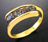 Золотое кольцо c гранатами высокой чистоты со сменой цвета 1,53 карата Золото