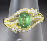 Элегантное серебряное кольцо с зеленым апатитом