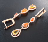 Элегантные серебряные серьги с цитринами, карнелианом и оранжевыми опалами