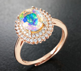 Великолепное серебряное кольцо с ограненным эфиопским опалом Серебро 925