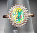 Великолепное серебряное кольцо с ограненным эфиопским опалом Серебро 925