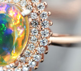 Великолепное серебряное кольцо с ограненным эфиопским опалом Серебро 925