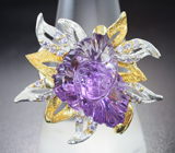 Серебряное кольцо с резным аметистом Серебро 925