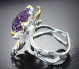 Серебряное кольцо с резным аметистом Серебро 925