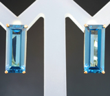 Золотые серьги с чистейшими насыщенно-синими топазами 11,76 карата Золото