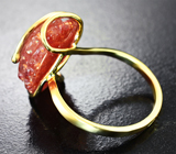 Золотое кольцо с резным солнечным камнем 7,25 карата Золото