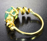 Золотое кольцо с крупным уральским изумрудом с редким рутилом 3,05 карата Золото