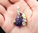 Серебряный кулон с резным и ограненным аметистами Серебро 925