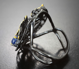 Серебряное кольцо с кианитами и танзанитами