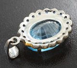 Серебряный кулон с голубым топазом лазерной огранки 13,52 карата и синими сапфирами Серебро 925