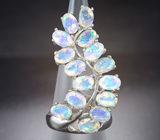 Шикарное крупное серебряное кольцо с ограненными эфиопскими опалами Серебро 925