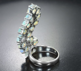 Шикарное крупное серебряное кольцо с ограненными эфиопскими опалами Серебро 925