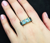 Серебряное кольцо с голубыми топазами и диопсидами Серебро 925