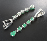 Изящные серебряные серьги с изумрудами Серебро 925