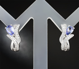 Прелестные серебряные серьги с танзанитами  Серебро 925