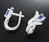 Прелестные серебряные серьги с танзанитами  Серебро 925