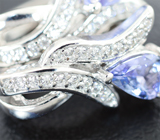 Прелестные серебряные серьги с танзанитами  Серебро 925