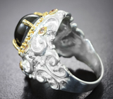 Серебряное кольцо cо звездчатым сапфиром 5,8 карата