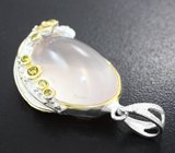 Серебряный кулон с розовым кварцем 22,89 карата Серебро 925