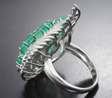 Серебряное кольцо с изумрудами 4,7 карата и синими сапфирами бриллиантовой огранки Серебро 925