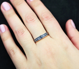 Стильное серебряное кольцо с синими сапфирами бриллиантовой огранки Серебро 925