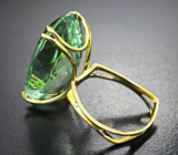 Золотое кольцо с чистейшим крупным мятно-зеленым аметистом 23,27 карата Золото