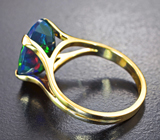 Золотое кольцо с редким пронзительно-синим ограненным черным опалом 3,2 карата Золото