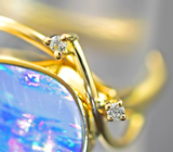 Золотое кольцо с австралийским дублет опалом 3,51 карата и бриллиантами