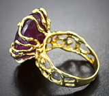 Золотое кольцо с крупным насыщенным рубеллитом 20,6 карата и бриллиантами Золото